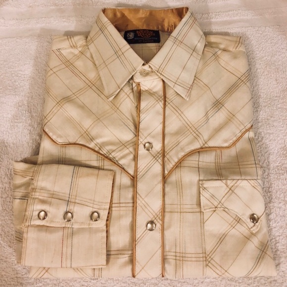 Kenny Rogers Other - Kenny Rogers Tan Pearl Button Western Shirt M